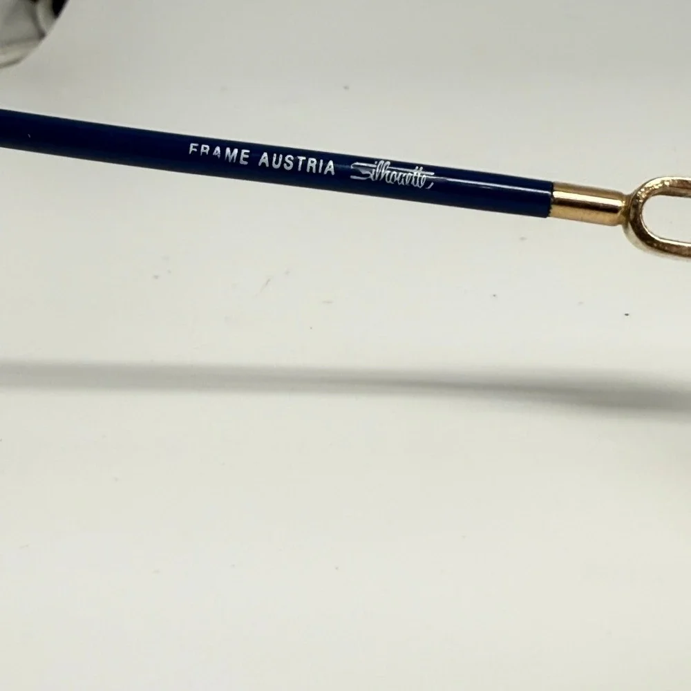 Silhouette M 1766 Vintage Geometric Eyeglasses Blue Gold Austria SPX 56-13 135